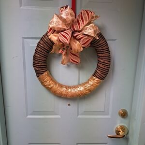 Festive Gold and Black Holiday Wreath